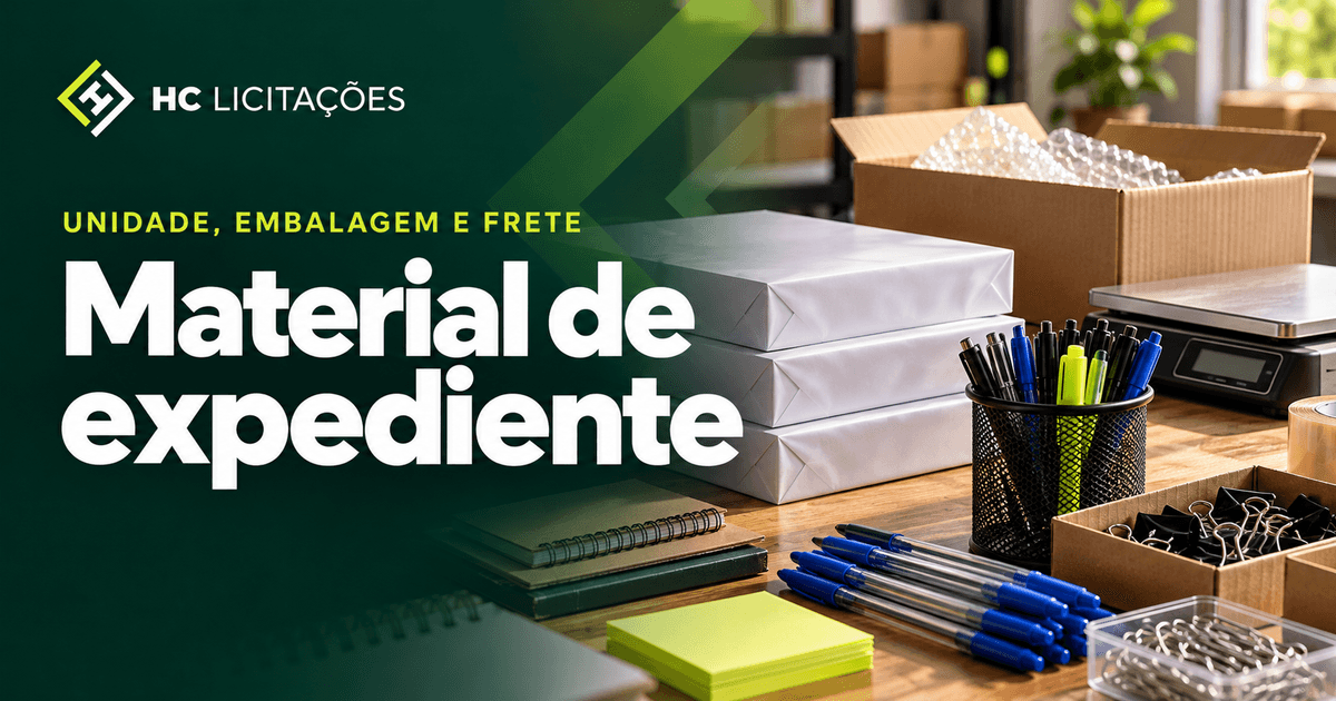 Ilustração: Material de expediente em licitações: confira unidade, embalagem e frete